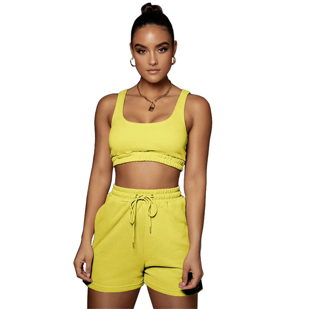 2024 Designer Summer Tracksuits Two Piece Sets Women Jogger Suits Solid Sleeveless tank top and Shorts Casual Outfits Sportswear Bulk items Wholesale 