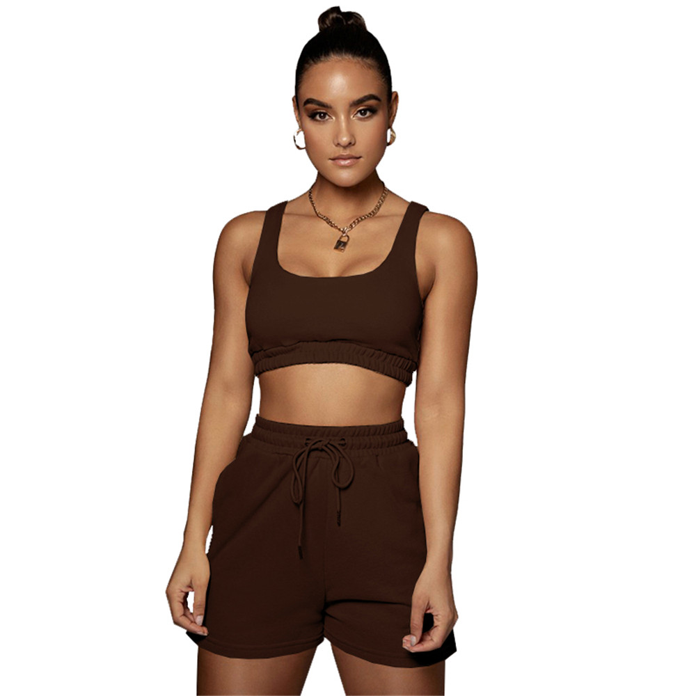 2024 Designer Summer Tracksuits Two Piece Sets Women Jogger Suits Solid Sleeveless tank top and Shorts Casual Outfits Sportswear Bulk items Wholesale 