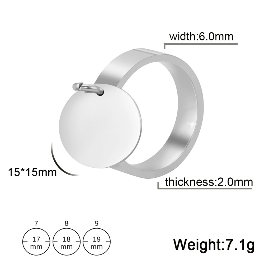 Stainless Steel Gold Color Minimalist Ring with Big Round Pendant Finger Rings Fashion Anniversary Gifts for Women
