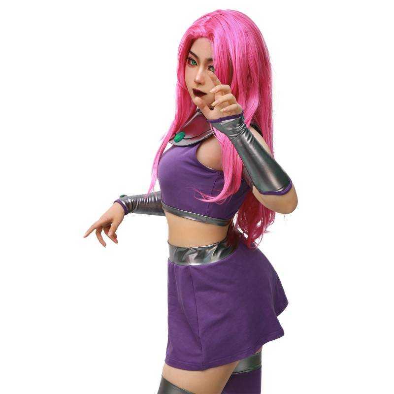 Anime Costumes Starfire Cosplay Halloween Comes for Women Starfire Come Women Valorant Cosplay High Quality Set of Tank Top and Skirts Z0301