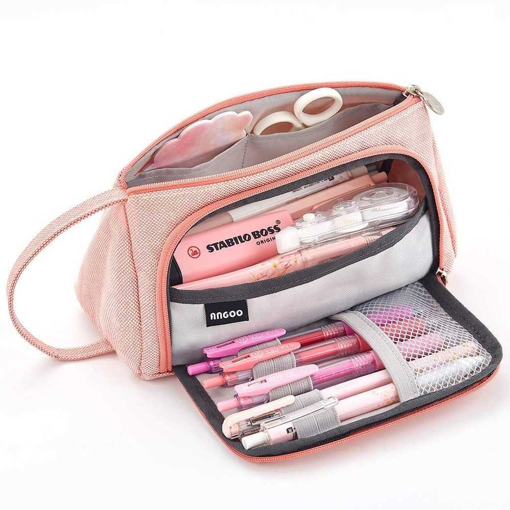 Pencil Bags Kawaii Korean Candy Colors Multifunction Large Capacity Pencil Case Cosmetic Bag School Students Stationery Supplies Pencil Bag J230306
