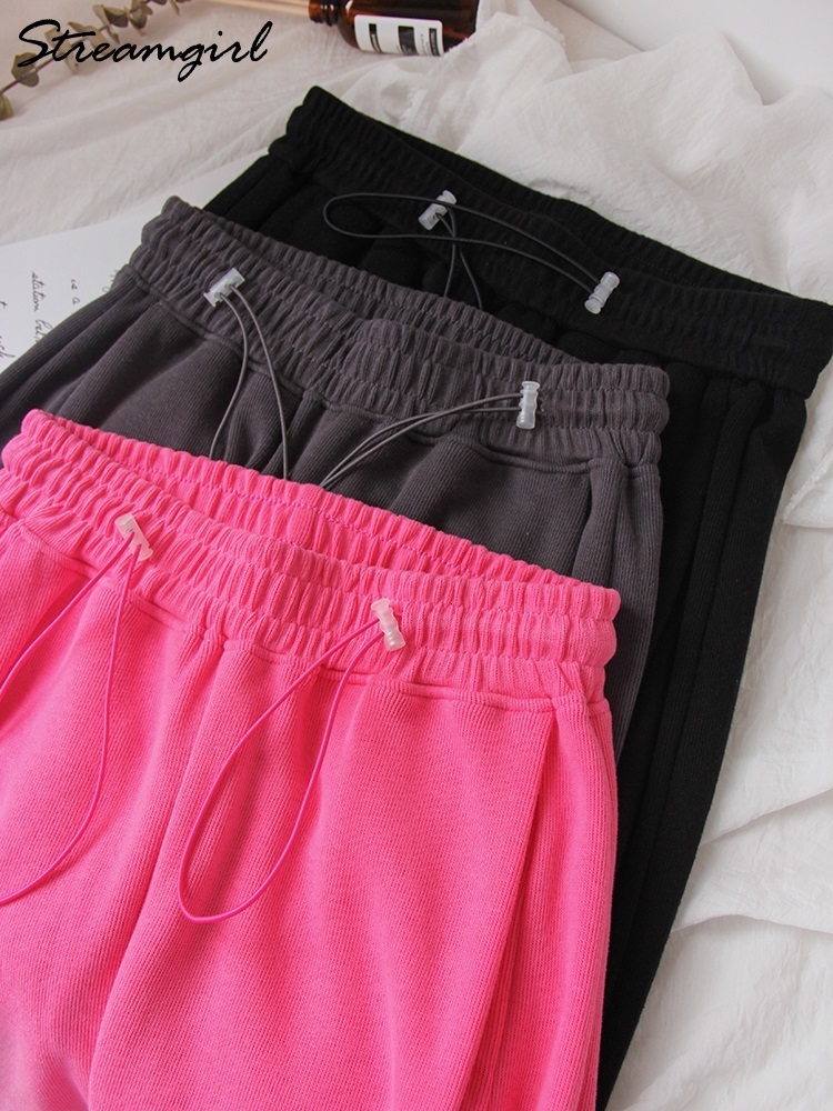 Women's Pants Capris Pink Sweatpants Joggers Women Wide Leg Autumn Baggy Pants For Women High Waist Dark Gray Oversize Pants Women's Sweatpa