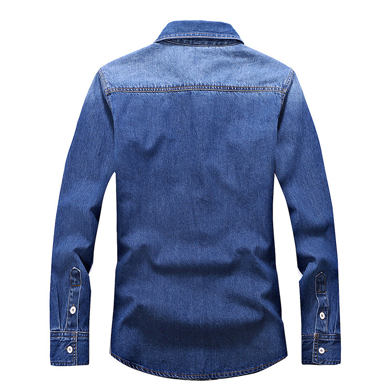 Men's Casual Shirts Denim Shirt Men Cotton Jeans Shirt Fashion Autumn Slim Long Sleeve Cowboy Shirt Stylish Wash Slim Tops Asian Size 3XL 230306