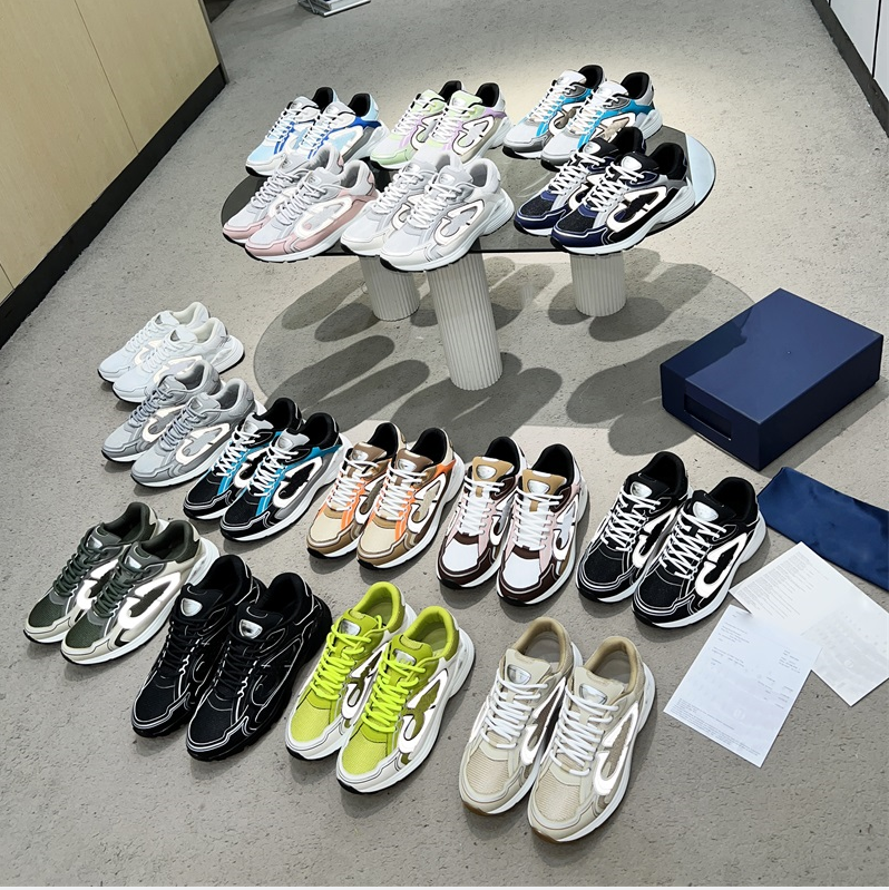 B30 Designer Sneakers Vintage Casual Shoes Men Femmes Trainers OBLIQUE CHOSIQUE DE SALLACE DE COUIR technique Sneaker en treillis Suede avec boît