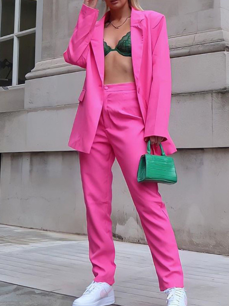 Women's Suits Blazers Women Summer Elegant Trousers Suit Office Ladies Casual Business Two Pieces Blazer Set Femme Fashion Formal Vintage Outfits