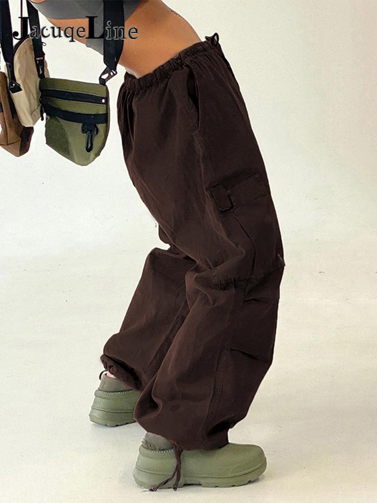 Women's Pants Capris Jacqueline Baggy Sweatpants Women Punk Wide Leg Cargo Pants y2k Drawstring Low Waist Joggers Fashion Vintage Hippie Trousers
