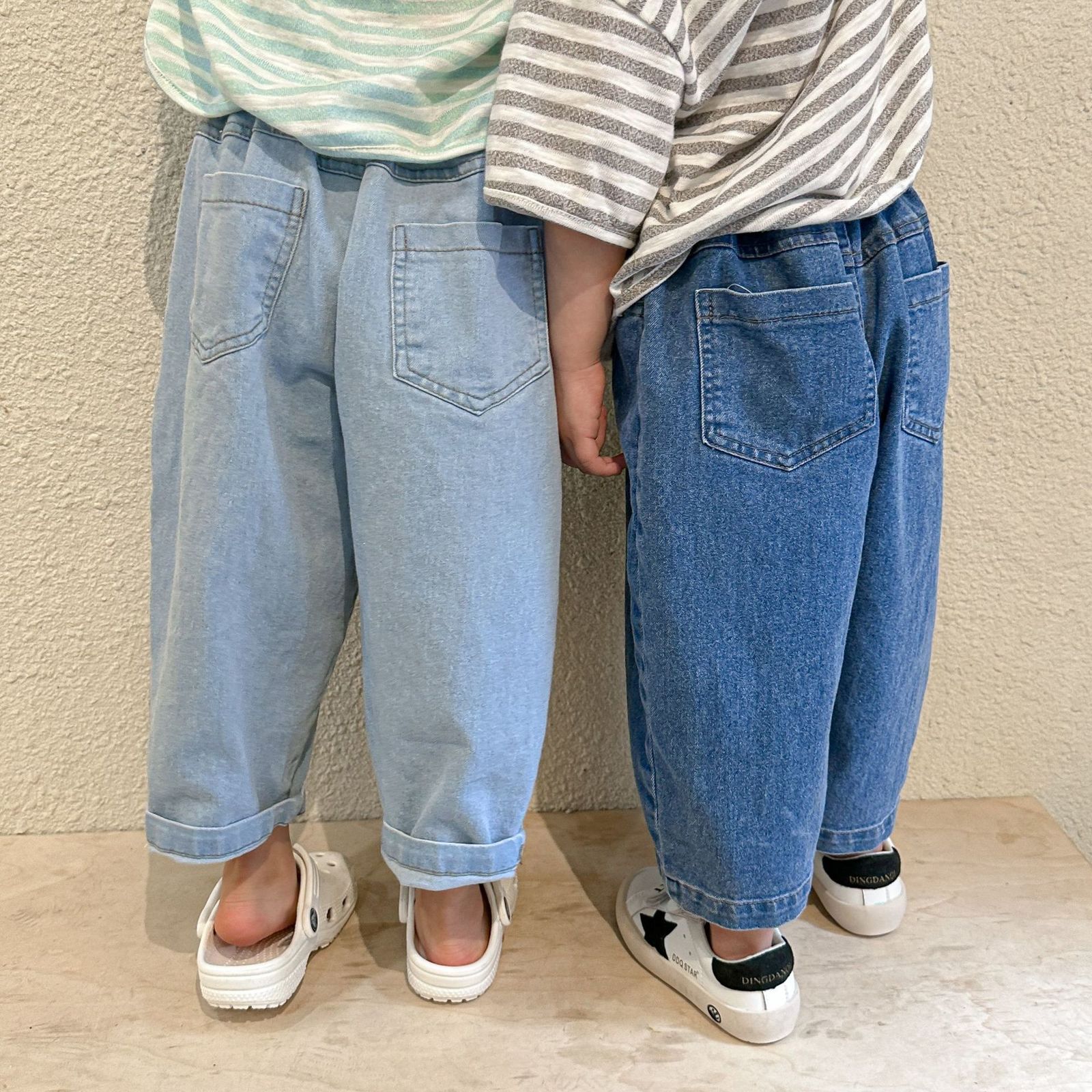 Jeans Spring Korean Style Children Loose Casual Jeans Solid Color Toddlers Kids Denim Trousers 230306