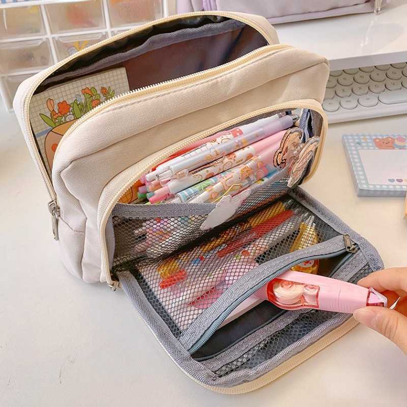 Pencil Bags Girl Large Capacity Pencil Bag Aesthetic School Cases Kawaii Stationery Holder Bag Children Pen Case Students School Supplies J230306