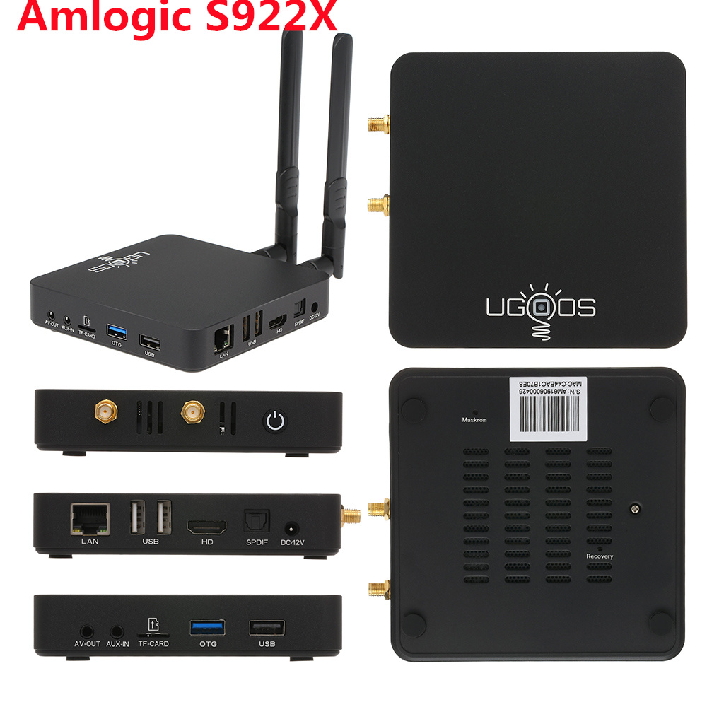 Ship From france UGOOS AM6B PLUS TV Box 4GB 32GB Amlogic S922X-J 2.2GHz Smart Android 9.0 5G mimo WiFi BT 4K HD