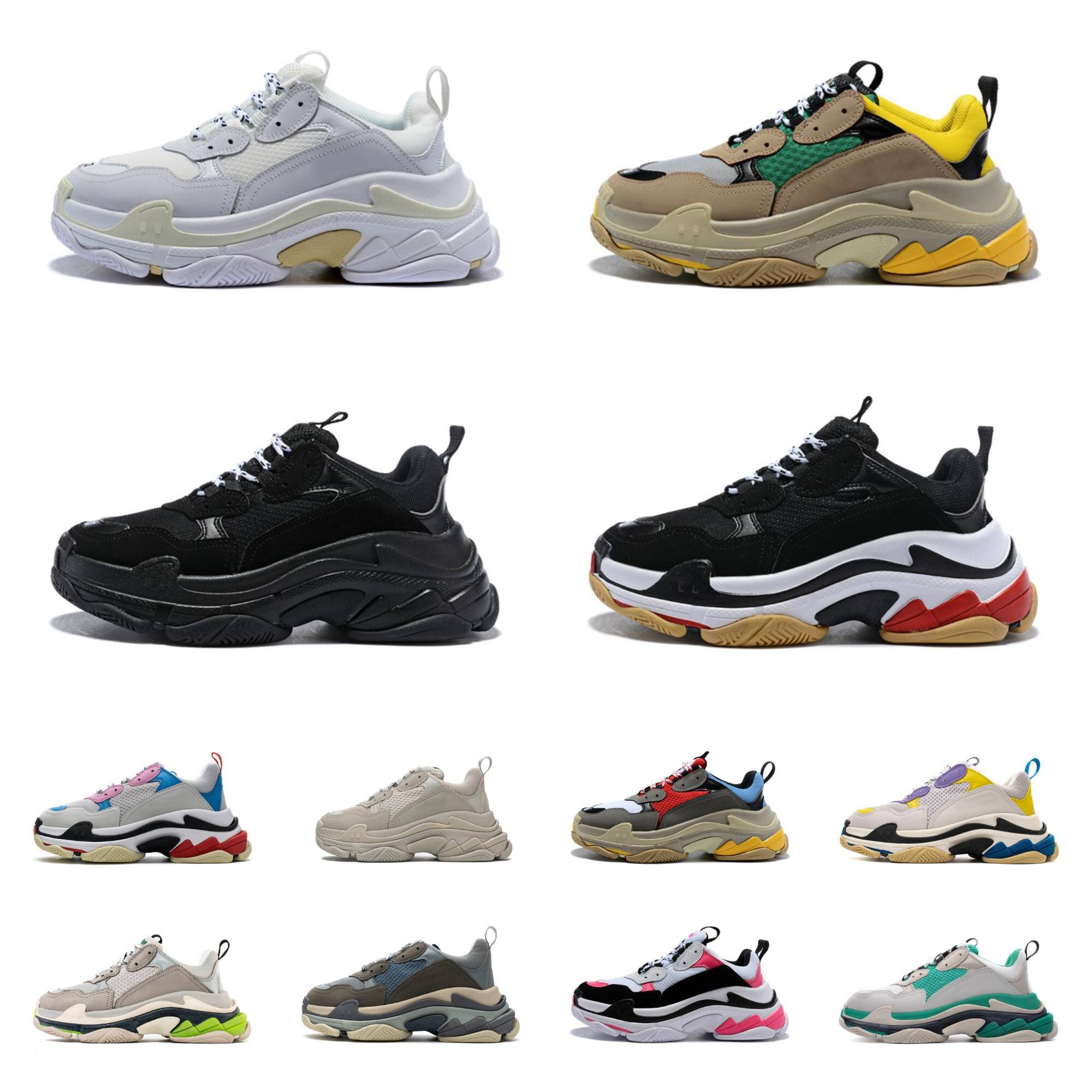 

triple s casual shoes designer mens women platform sneakers Black White Beige Dark Grey Orange Green Khaki Rust Pink Bred Silver Vanille Men trainers sports sneakers, Shoe lace