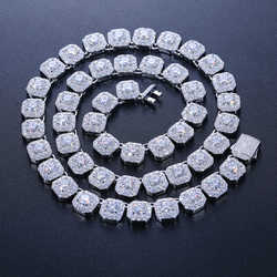 Selling Hip Hop Jewelry Mens 10mm 925 Sterling Silver Vvs Moissanite Diamond Iced Out Square Tennis Chain Necklace