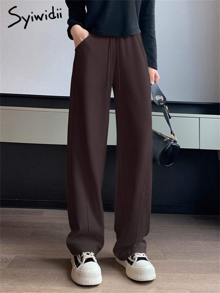 Women's Pants Capris Syiwidii Sweatpants Women Streetwear Pants High Waist Loose Trousers Casual Straight Sport Wide Leg Baggy Pants Joggers 2303