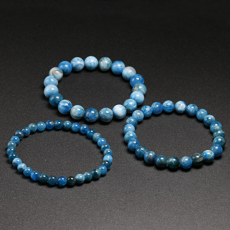 Charm Bracelets Natural Ocean Blue Apatite Stone 6mm 8mm 10mm Beads Bracelet Women Men Meditation Jewelry Round Gem Beaded Bracelets Gift 230320