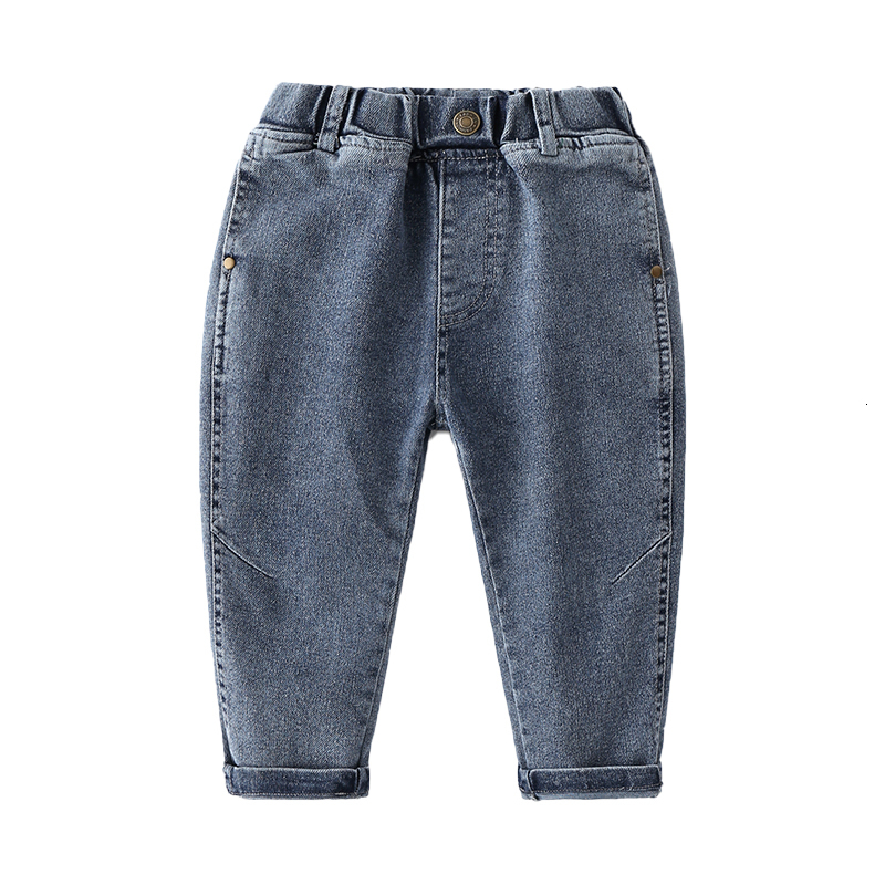 Jeans Baby Jeans Spring Autumn 2-10 Years Kid's Clothing Children Solid Color Elastic Denim Trousers Causal Long Pants For Boy 230306