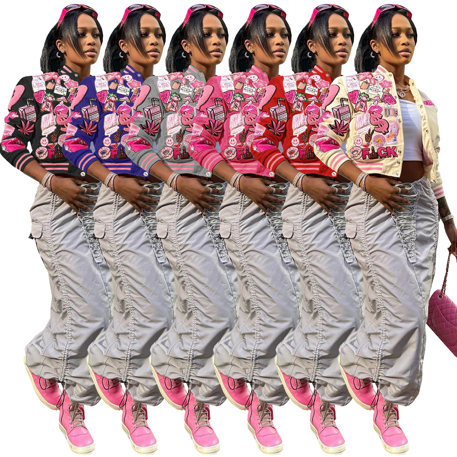 Streetwear Women's Oversized Baseball Jackets Casual Buttons Up Long Sleeve Loose Coat Active Sportswear Color Block Outerwears, Gray
Streetwear Women's Oversized Baseball Jackets Casual Buttons Up Long Sleeve Loose Coat Active Sportswear Color Block Outerwears, Gray