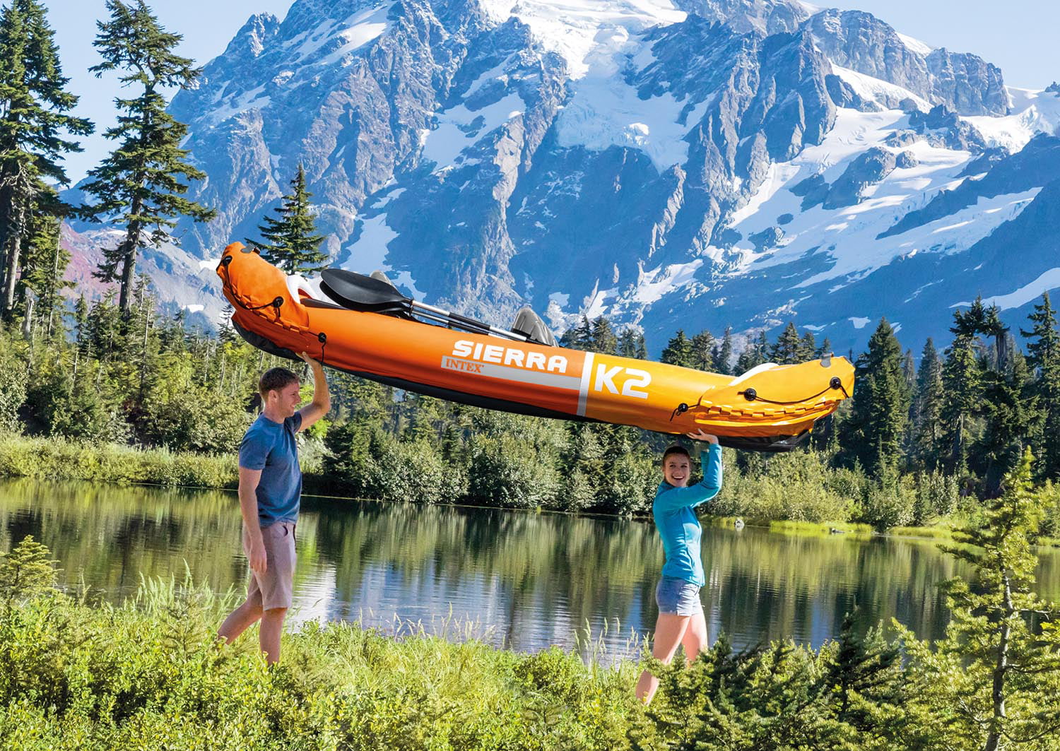 Intex Sierra K2 Inflatable Kayak with Oars and Hand Pump hula weight