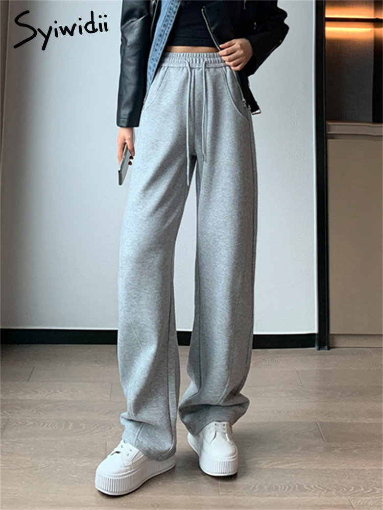 Women's Pants Capris Syiwidii Sweatpants Women Streetwear Pants High Waist Loose Trousers Casual Straight Sport Wide Leg Baggy Pants Joggers 2303