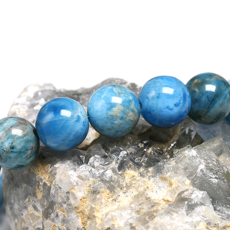 Charm Bracelets Natural Ocean Blue Apatite Stone 6mm 8mm 10mm Beads Bracelet Women Men Meditation Jewelry Round Gem Beaded Bracelets Gift 230320