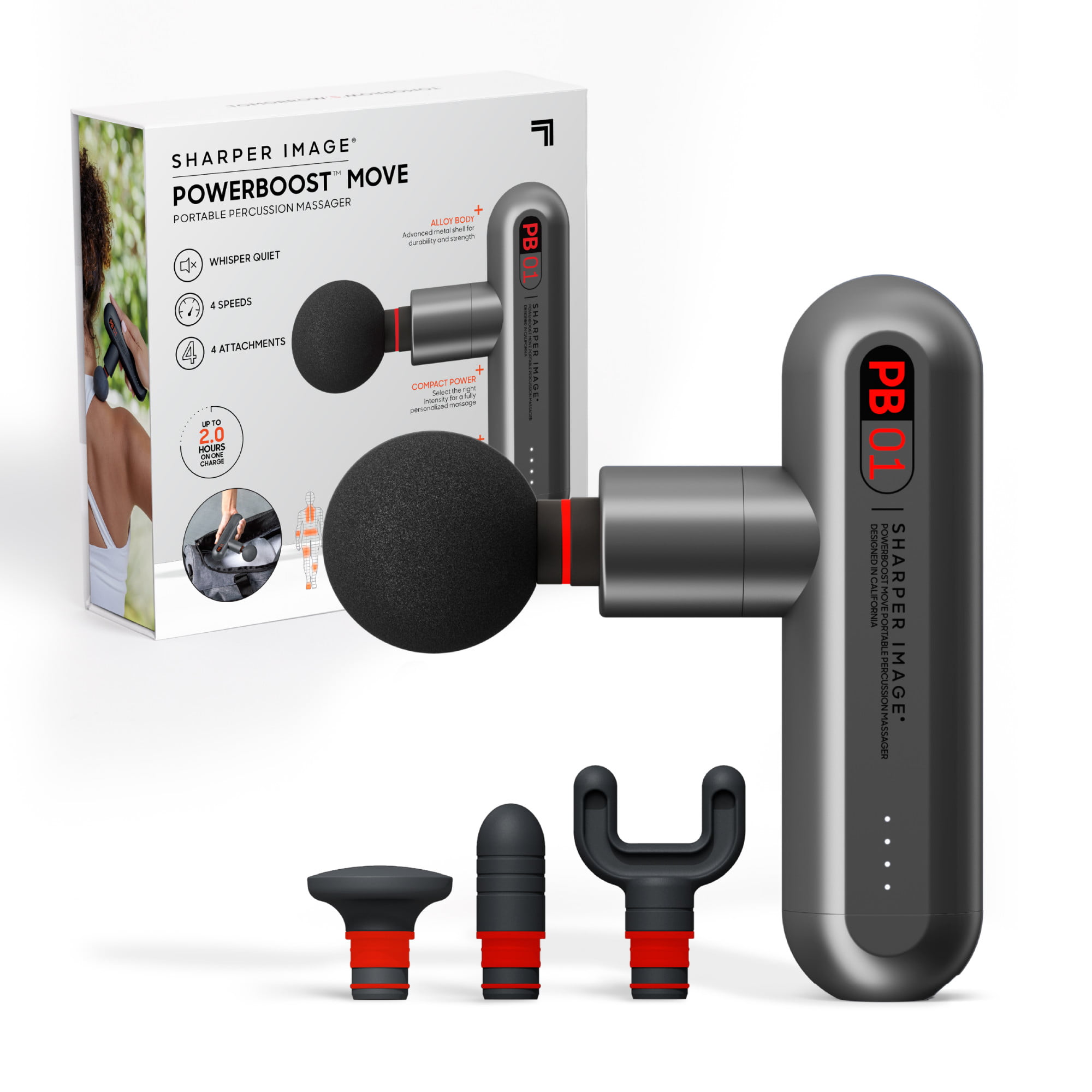 Sharper Image Powerboost Move Deep Tissue Portable Percussion Massager Gunmetal Gray
Sharper Image Powerboost Move Deep Tissue Portable Percussion Massager Gunmetal Gray