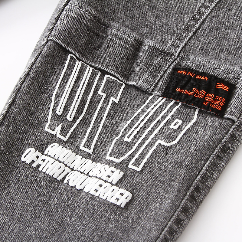 Jeans Spring Autumn 3 4 6 8 10 12 Years Children's Clothing Kids Denim Long Pants Fashion Letter Jeans Trousers For Baby Boys 230306