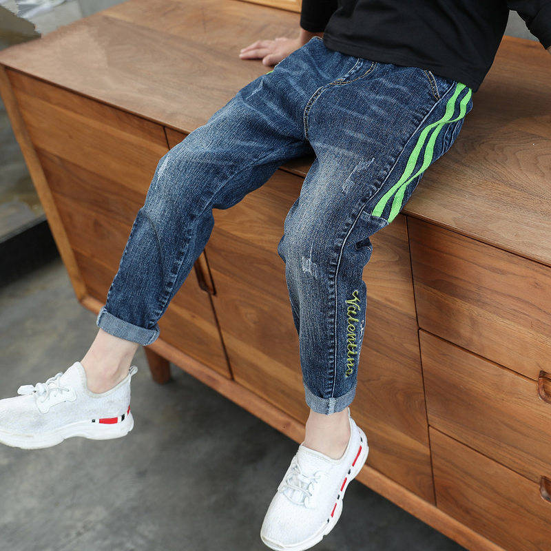Jeans IENENS 4-13 Years Boys Jeans Clothes Kids Cowboy Long Pants Children Casual Denim Trousers Clothes Baby Boy Casual Stretch Jeans 230306