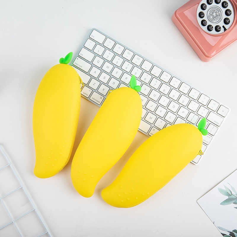 Pencil Bags 1 Pcs Lytwtw's New Cute Cartoon Kawaii Vegetables Portable Silicon Pen Pencil Bag Makeup Cosmetic Pocket School Stationary Case J2303