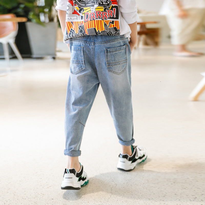 Jeans IENENS 4-13 Years Boys Jeans Clothes Kids Cowboy Long Pants Children Denim Trousers Clothes Spring Baby Boy Casual Stretch Jeans 230306