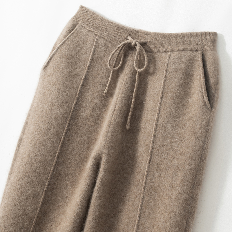 Women's Pants Capris Women Pants Autumn and Winter Soft Comfortable High-Waist 100% Cashmere Knitted Thickening Pants Female Elastic 4Colors 2303