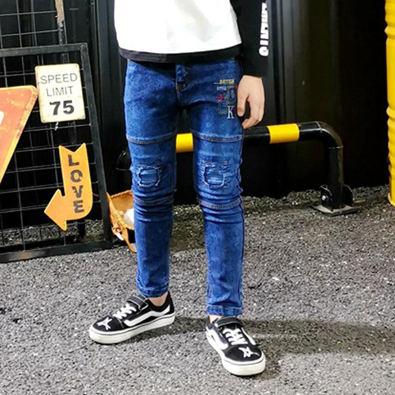 Jeans IENENS Autumn Boy's Jeans Clothes Kids Cowboy Pants Children Casual Denim Clothing Bottoms Trousers Baby Boy Casual Stretch Jean 230306