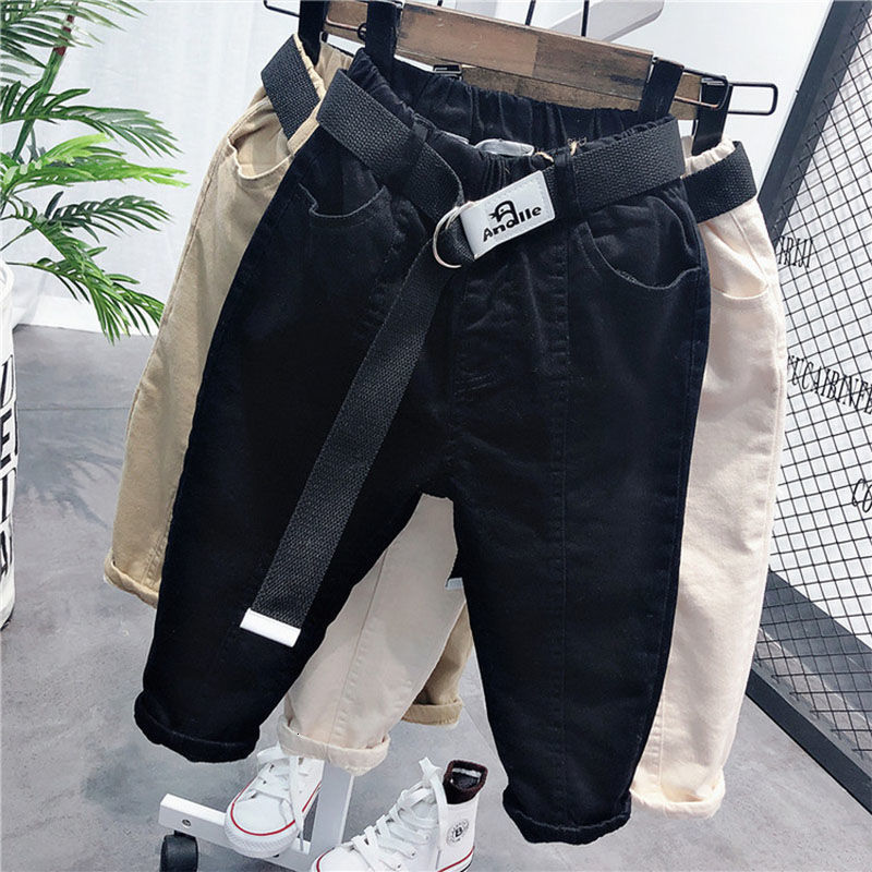 Jeans Boys Casual Pants With Belt Fashion Kids Long Pant Spring Autumn Winter Fashion Trousers Children Clothes 230306