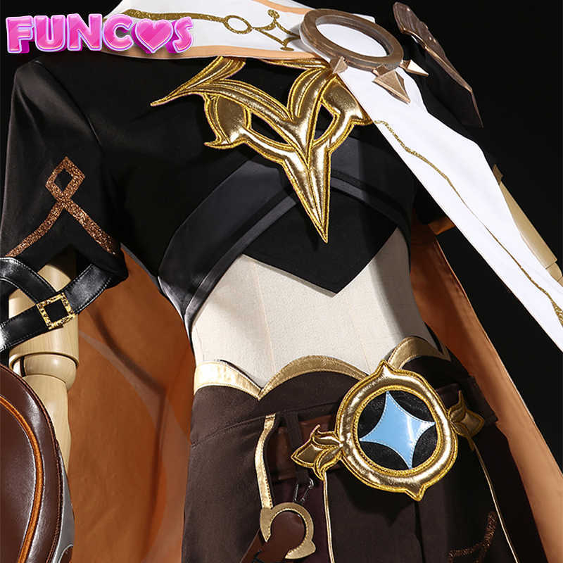 Anime Costumes Genshin Impact Aether Cosplay Come Traveler Light Gold Braid Wig Cloak Scarf Gloves Belt Earring Pants Hair Accessories Game Z0301