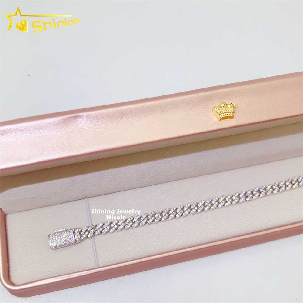 Wholesale Price Pass Diamond Tester 6mm Cuban Link Chain 925 Sterling Silver Moissanite Cuban Bracelets
