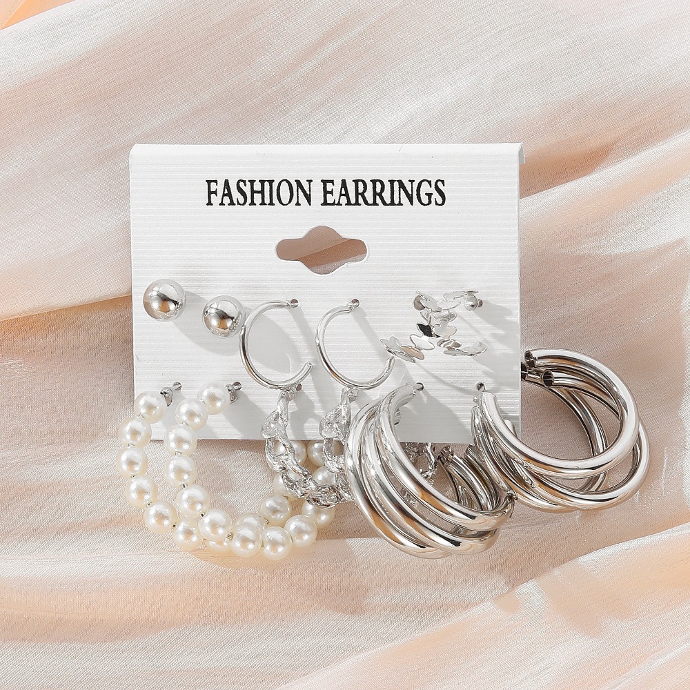 Vintage Gold Color Metal Acrylic Earrings Set for Women Geometric Irregular Exaggerated Hoop Earring Fashion Jewelry