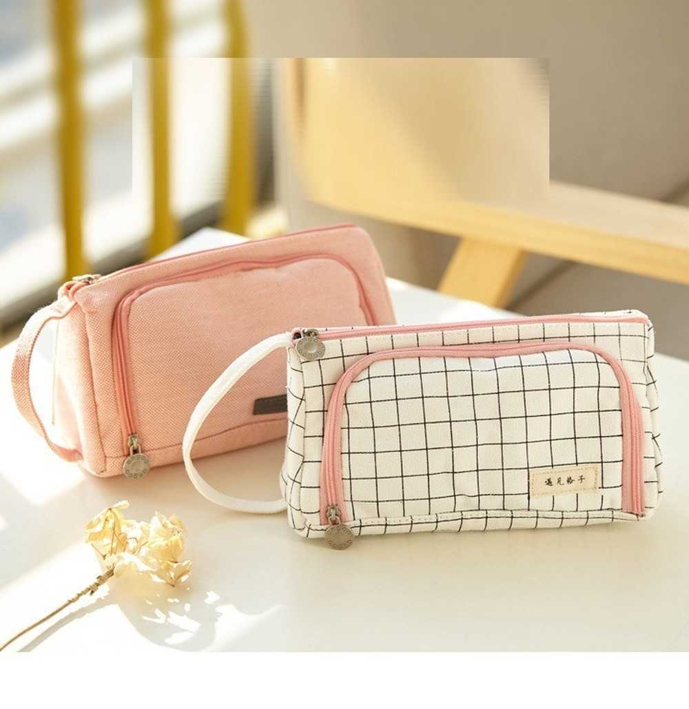 Pencil Bags Kawaii Korean Candy Colors Multifunction Large Capacity Pencil Case Cosmetic Bag School Students Stationery Supplies Pencil Bag J230306