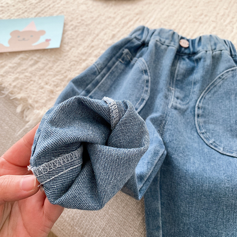 Jeans 0-6Y Kids Boys Jeans Casual Pants Spring Children's Clothes Girls Jeans Solid Cargo Pants Korean Baby Boy Denim Trousers 230306