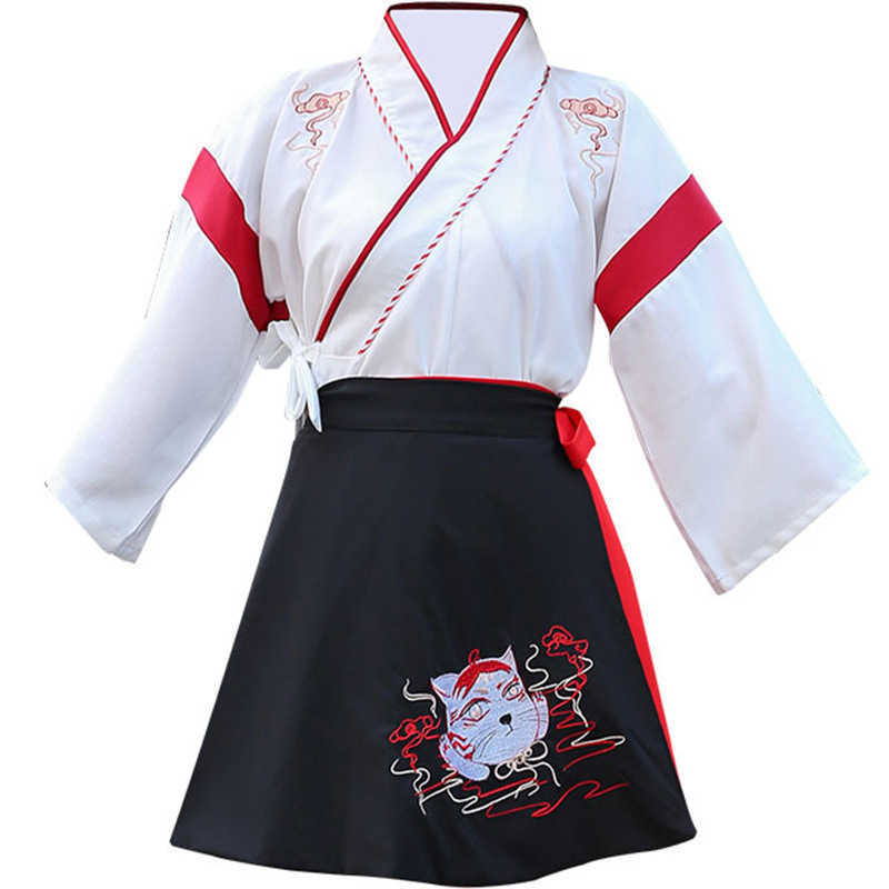 Anime Costumes 2021 New Anime Women's clothing spring Han suit Zephyr Cat Women Lolita Girls' harajuku Black Top skirt Party Cosplay come Z0