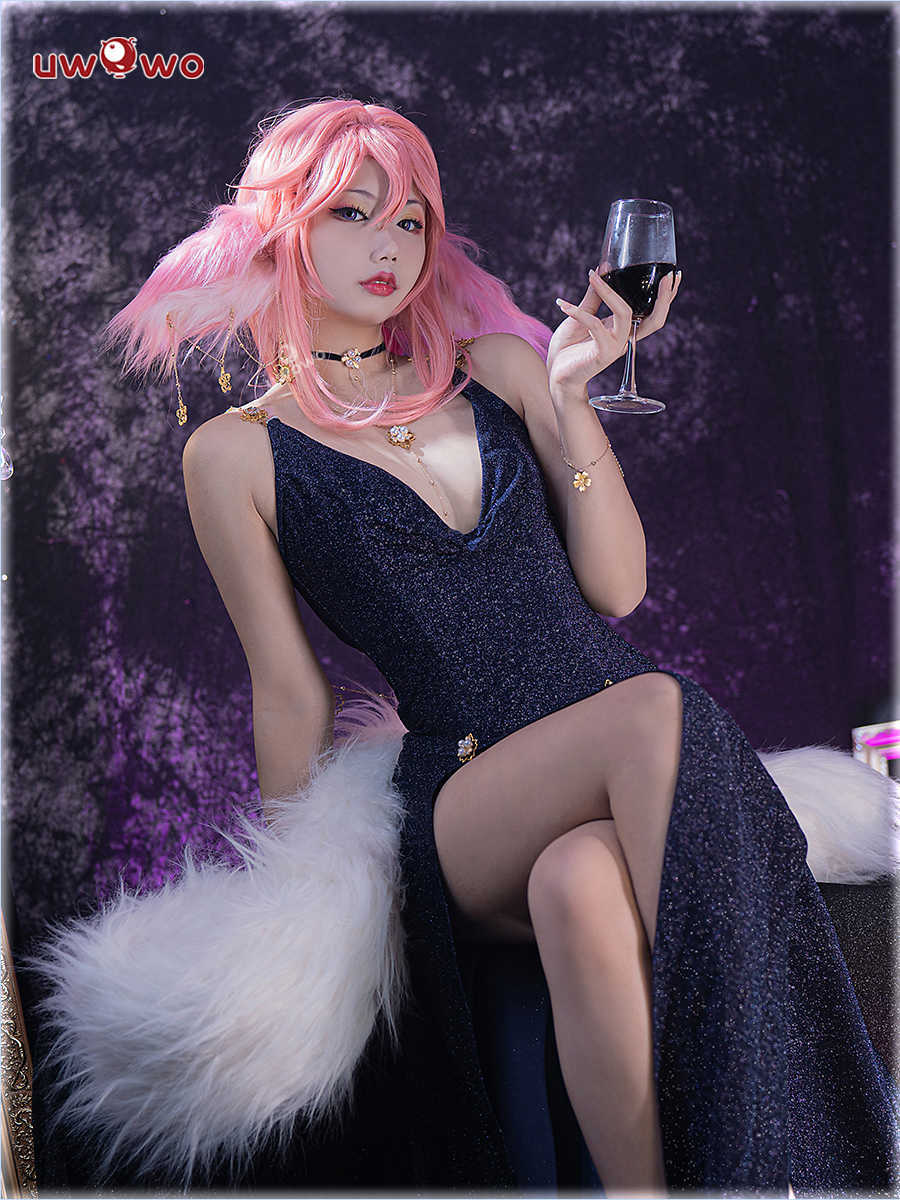 Anime Costumes UWOWO Genshin Impact Fanart Yae Miko Cosplay Cocktail Dress Halloween Christmas Come Formal Dress Wear Sexy Come Z0301