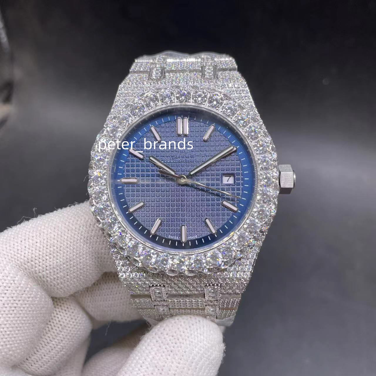 Ice out watch men full diamond watches for mens watchs blue face automatic mechanical wristwatch movement waterproof 42MM 15110
Ice out watch men full diamond watches for mens watchs blue face automatic mechanical wristwatch movement waterproof 42MM 15110
