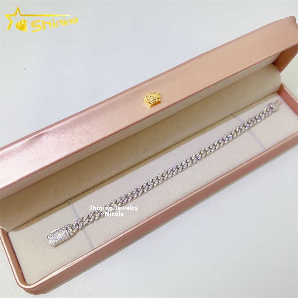 Wholesale Price Pass Diamond Tester 6mm Cuban Link Chain 925 Sterling Silver Moissanite Cuban Bracelets