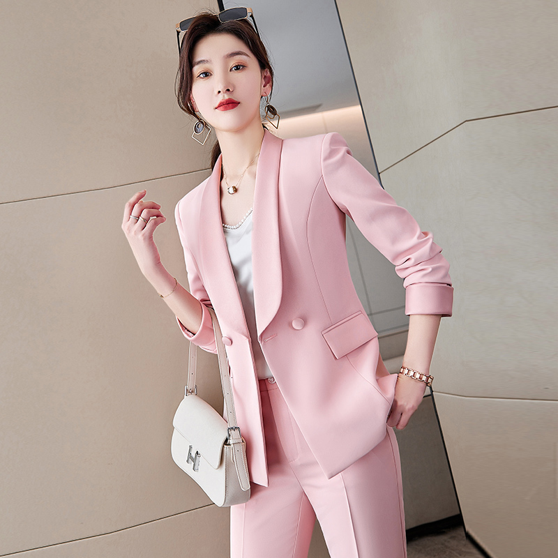 Women's Suits Blazers Elegant Pink Formal Professional Women Business Suits Spring Summer Uniform Styles Office Work Wear Suits Career Interview 