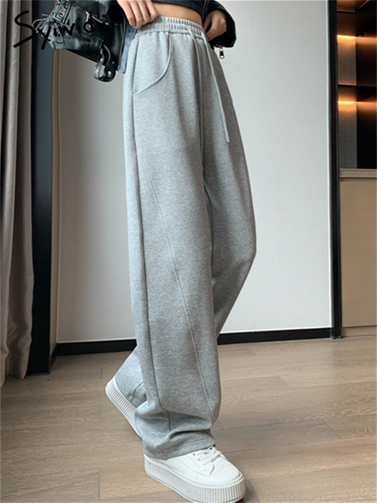 Women's Pants Capris Syiwidii Sweatpants Women Streetwear Pants High Waist Loose Trousers Casual Straight Sport Wide Leg Baggy Pants Joggers 2303
