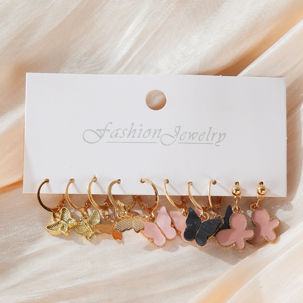 Vintage Gold Color Metal Acrylic Earrings Set for Women Geometric Irregular Exaggerated Hoop Earring Fashion Jewelry