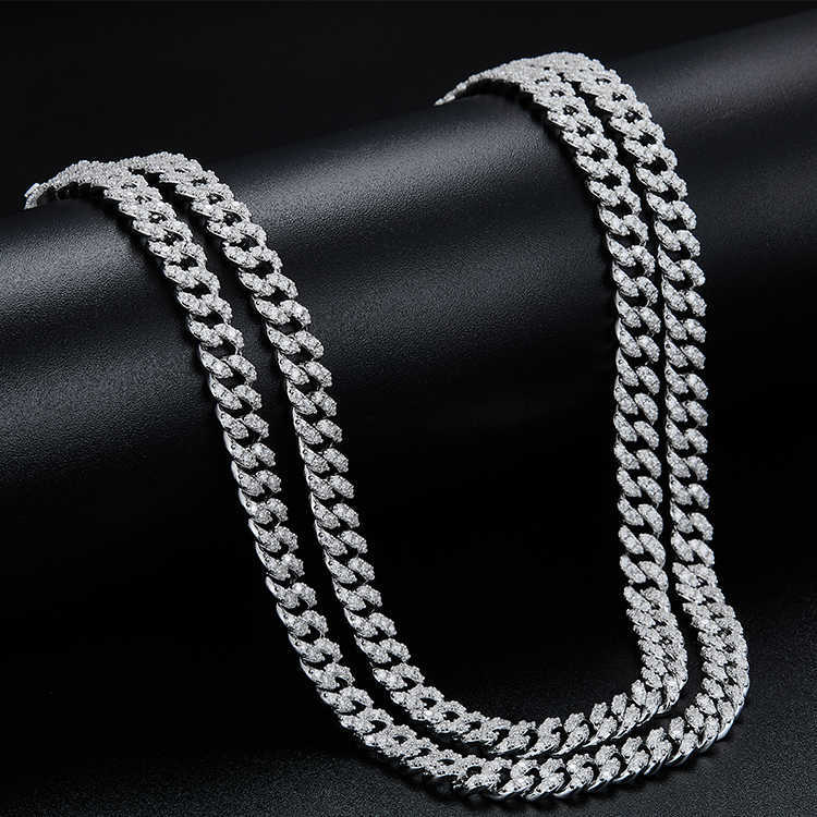 Yu Ying Wholesale Price 925 Silver Single Rows 6.5mm 10mm Wide Moissanite Diamond Necklace Cuban Link Chain for Mens/women