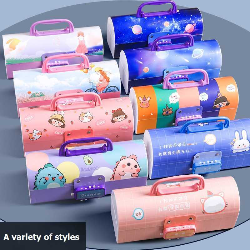 Pencil Bags Trousse Scolaire Portable Creative Pencil Case Multifunction With Password Lock Large Capacity Pencil Case School Stationery J230306