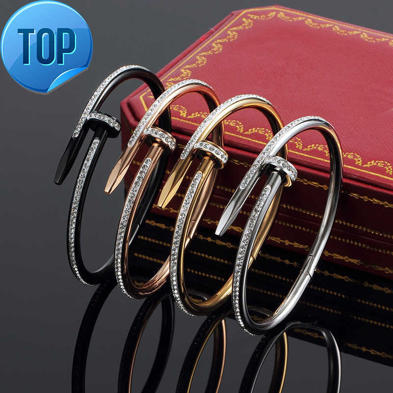 Classic bangles Gold Silver Nail Bracelet Titanium Steel Cuff bangle nlay Diamond Bracelets Womens Mens Love Jewelry Gift C80009 With Box
Classic bangles Gold Silver Nail Bracelet Titanium Steel Cuff bangle nlay Diamond Bracelets Womens Mens Love Jewelry Gift C80009 With Box