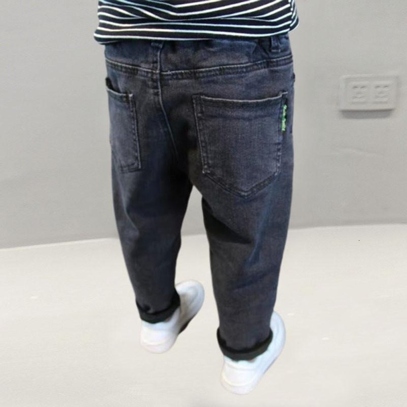 Jeans Toddler Jeans Winter Boys Clothes Fleece Thermal Pants Slim Cotton Denim Trousers Loose Casual Solid Color Kids Boys Harem Pants 230306