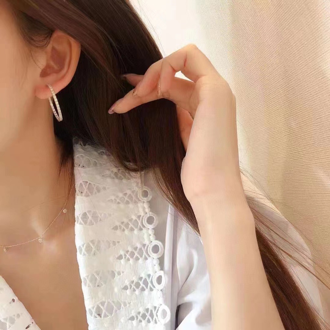 Choucong Ins Top Sell Clip Earrings Luxury Jewelry 925 Sterling Silver Pave White Sapphire CZ Diamond Eternity Fashionable Versatile Women Wedding Ear