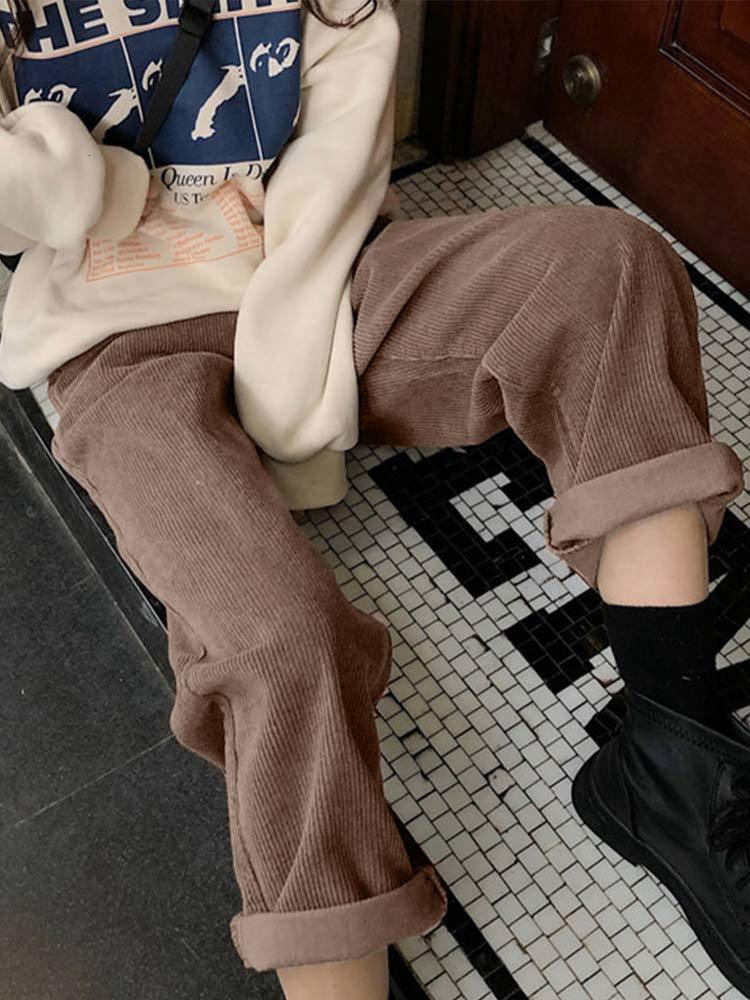 Women's Pants Capris Corduroy Women's Pants Straight Casual High Waist Pleated Trousers Vintage Harajuku Autumn Chic Solid Woman Bottoms 230
