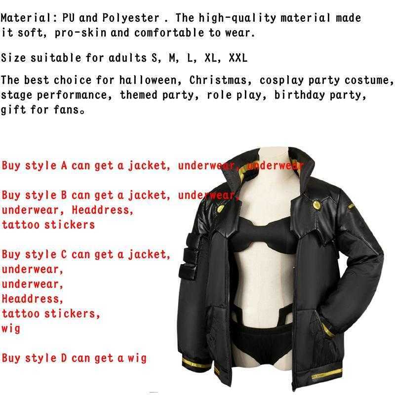 Anime Costumes Anime Cyberpunk Edgerunners Rebecca Cosplay Come Jacket Wig Tattoo Stickers Headwear Suit Halloween Comes for Women Z0301