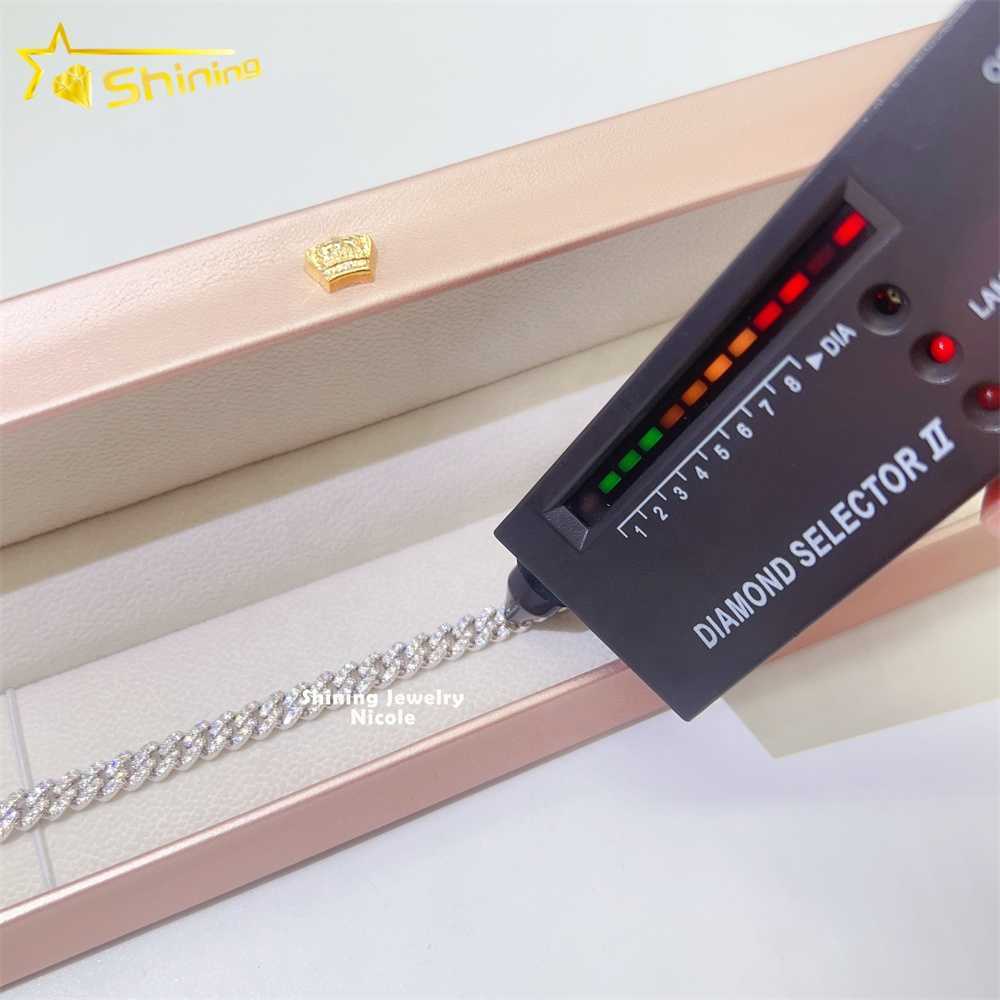 Wholesale Price Pass Diamond Tester 6mm Cuban Link Chain 925 Sterling Silver Moissanite Cuban Bracelets